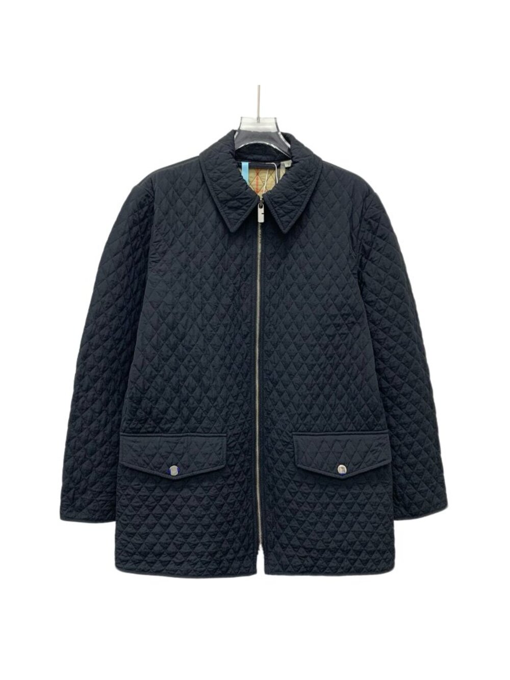 Burberry Black Diamond-Quilted Zip-Up Jacket